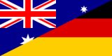 Bild: eine kombinierte Flagge - 50% die deutsche, 50% die australische Flagge